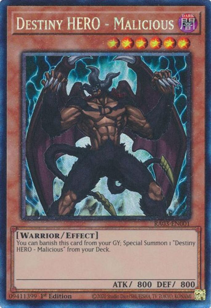 [COLLECTOR RARE] Destiny HERO - Malicious (PCR) - (RA03-EN001) - 1st Edition