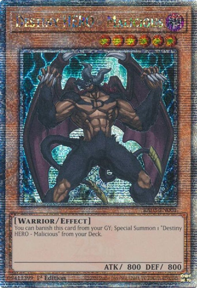 [QUARTER CENTURY RARE] Destiny HERO - Malicious (Quarter Century Secret Rare) - (RA03-EN001) - 1st Edition