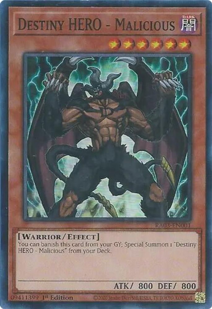 [SUPER RARE] Destiny HERO - Malicious - (RA03-EN001) - 1st Edition