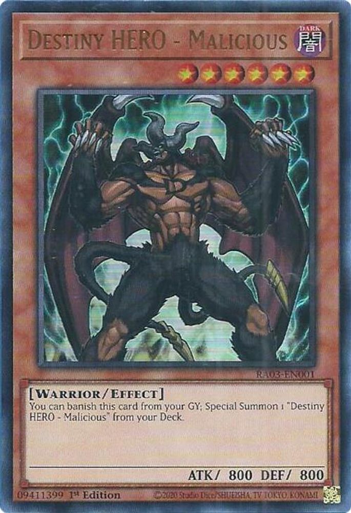 [ULTRA RARE] Destiny HERO - Malicious (UR) - (RA03-EN001) - 1st Edition