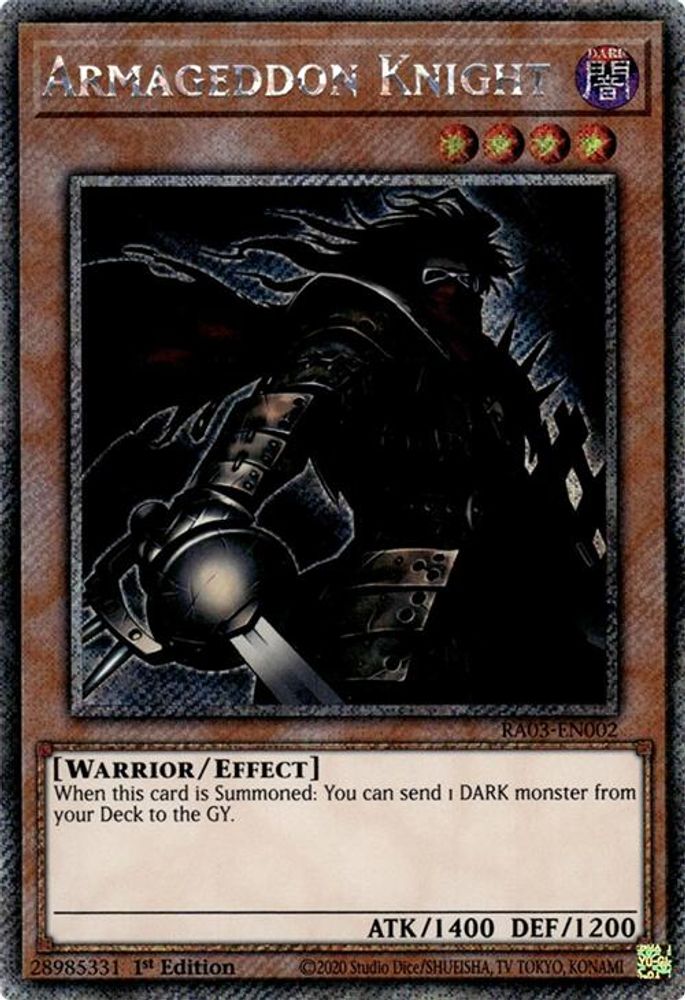 [PLATINUM RARE] Armageddon Knight (Platinum Secret Rare) - (RA03-EN002) - 1st Edition