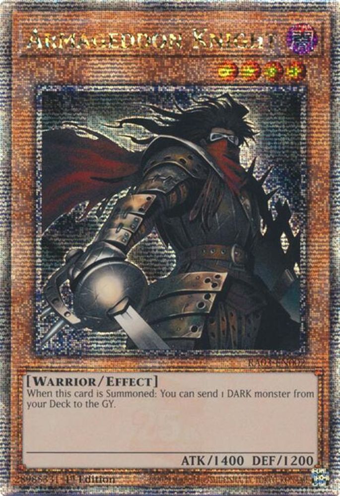 [QUARTER CENTURY RARE] Armageddon Knight (Quarter Century Secret Rare) - (RA03-EN002) - 1st Edition
