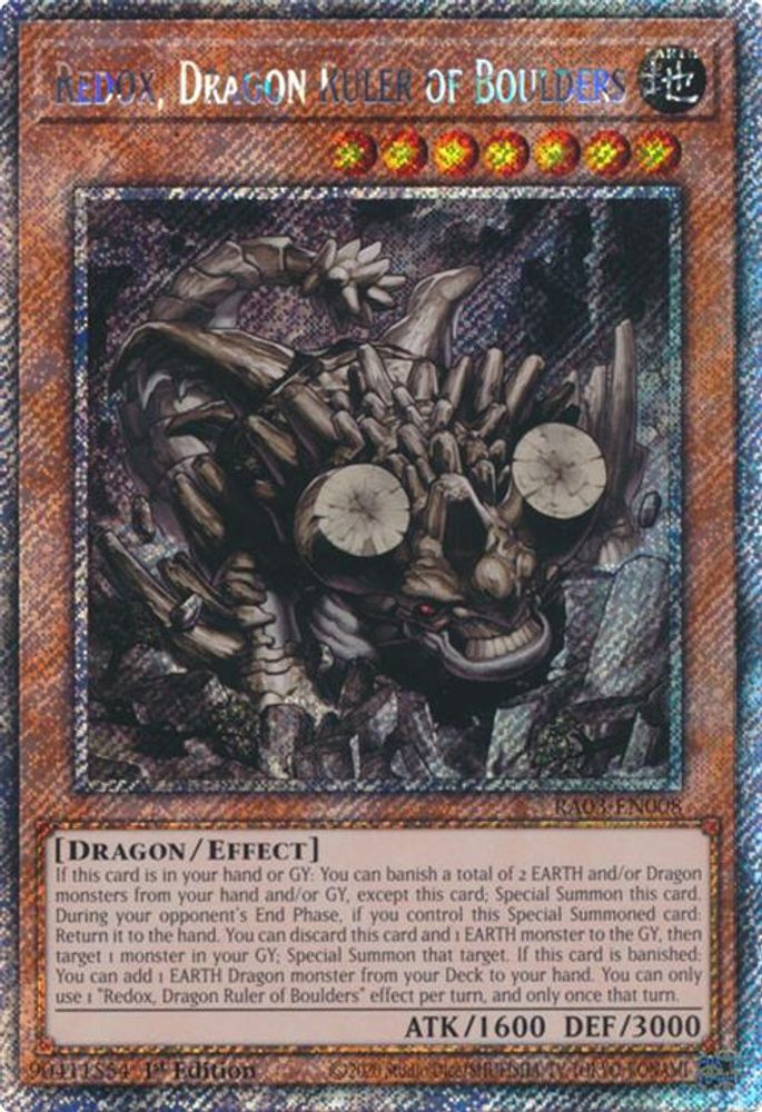 [PLATINUM RARE] Redox, Dragon Ruler of Boulders (Platinum Secret Rare) - (RA03-EN008) - 1st Edition