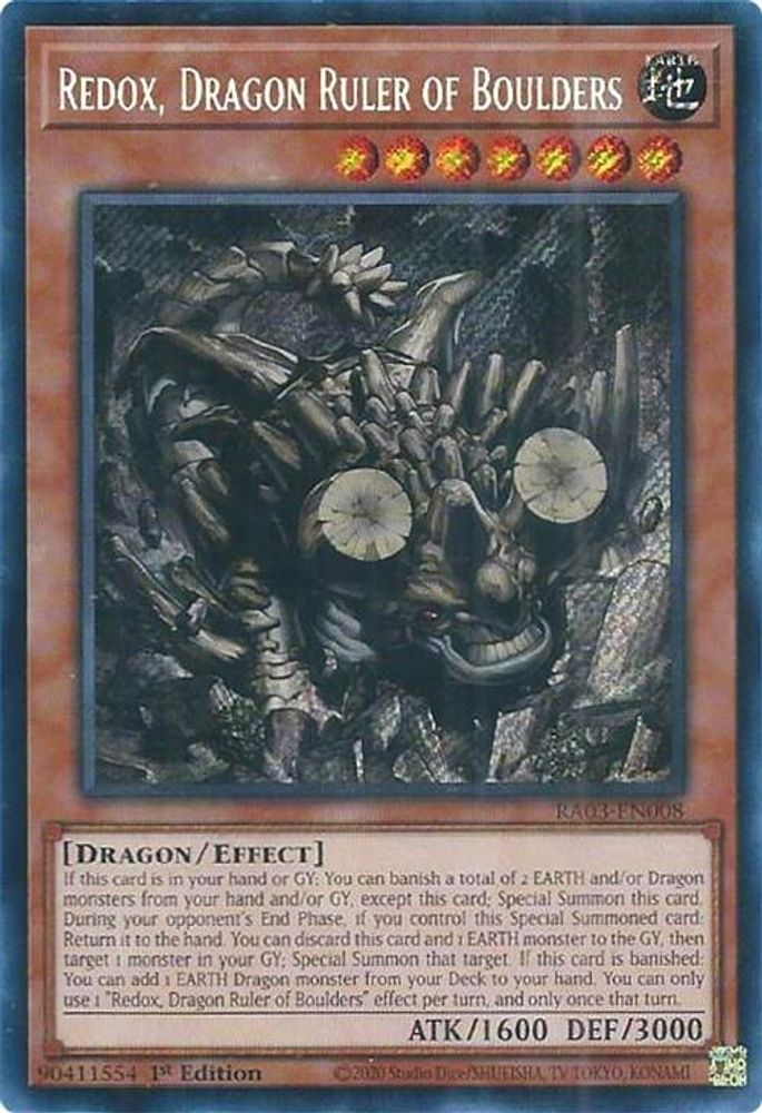 [SECRET RARE] Redox, Dragon Ruler of Boulders (Secret Rare) - (RA03-EN008) - 1st Edition
