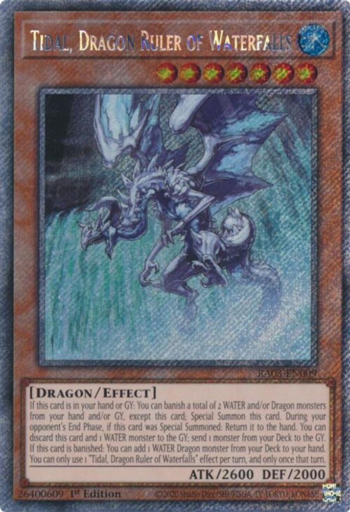 [PLATINUM RARE] Tidal, Dragon Ruler of Waterfalls (Platinum Secret Rare) - (RA03-EN009) - 1st Edition
