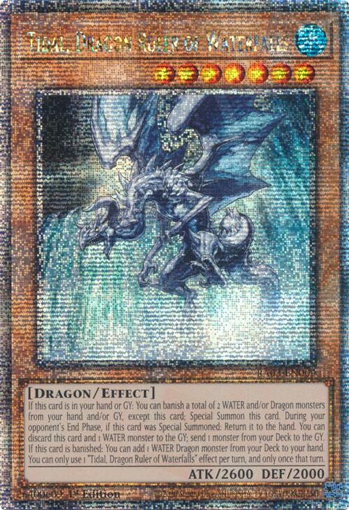 [QUARTER CENTURY RARE] Tidal, Dragon Ruler of Waterfalls (Quarter Century Secret Rare) - (RA03-EN009) - 1st Edition