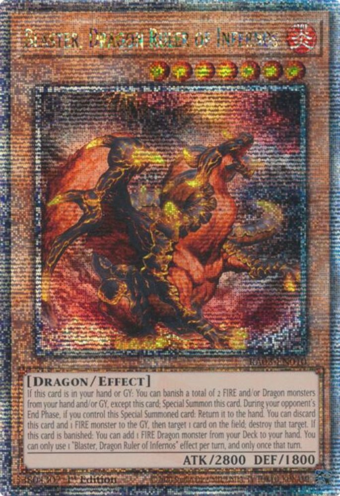 [QUARTER CENTURY RARE] Blaster, Dragon Ruler of Infernos (Quarter Century Secret Rare) - (RA03-EN010) - 1st Edition