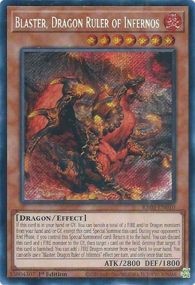 [SECRET RARE] Blaster, Dragon Ruler of Infernos (Secret Rare) - (RA03-EN010) - 1st Edition