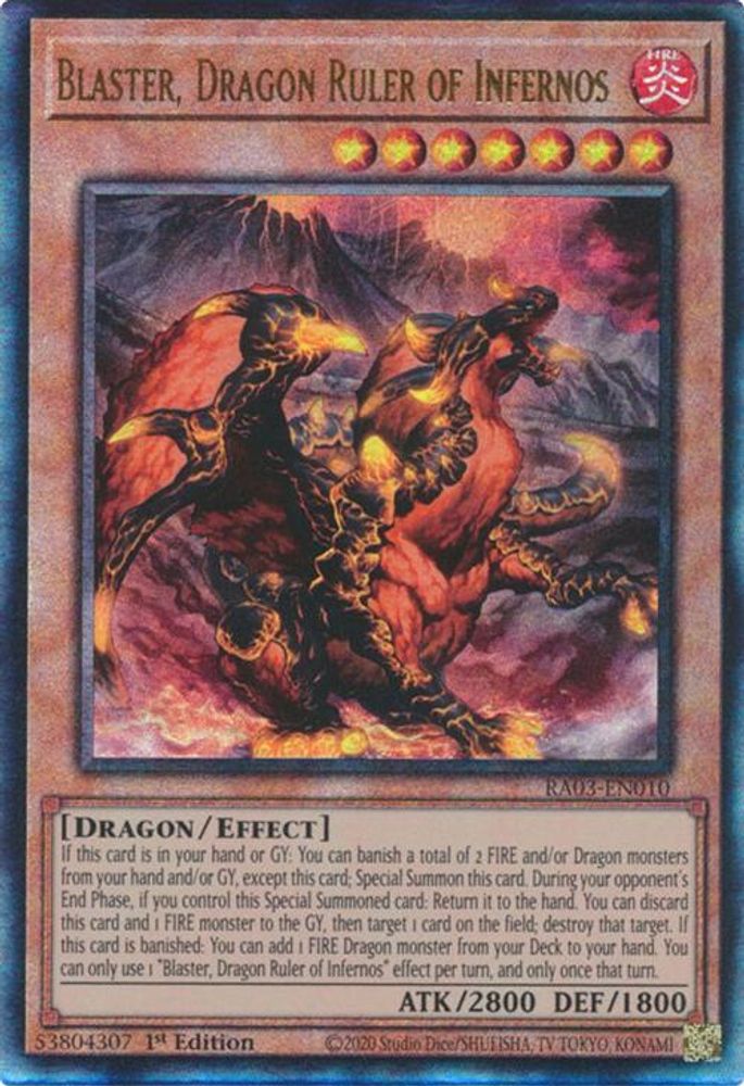 [ULTIMATE RARE] Blaster, Dragon Ruler of Infernos (PUR) - (RA03-EN010) - 1st Edition
