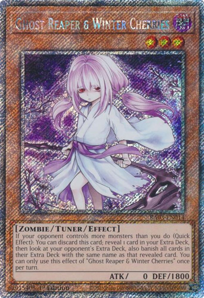 [ALTERANTE ART] [PLATINUM RARE] Ghost Reaper & Winter Cherries (Platinum Secret Rare) - (RA03-EN014) - 1st Edition