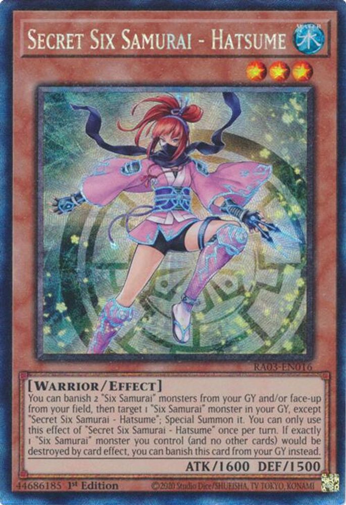[COLLECTOR RARE] Secret Six Samurai - Hatsume (PCR) - (RA03-EN016) - 1st Edition