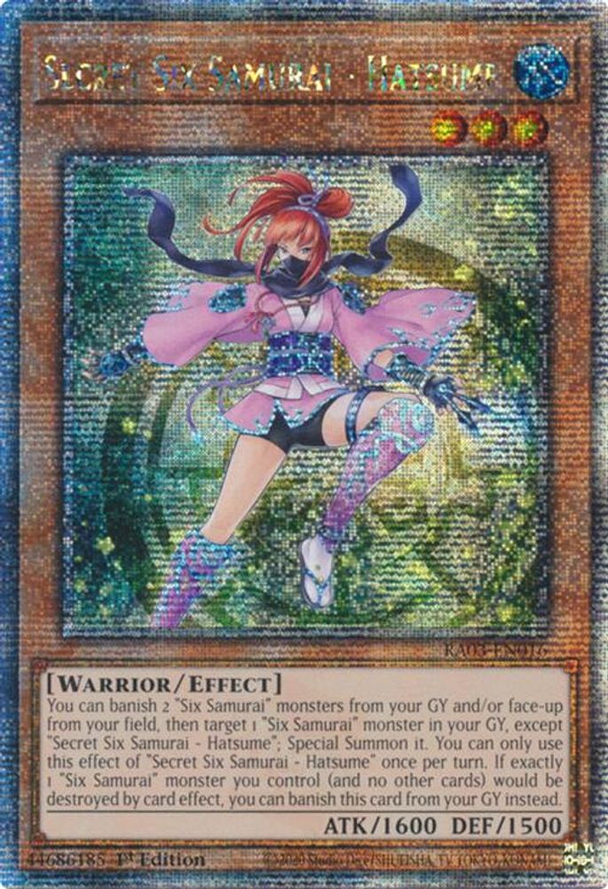 [QUARTER CENTURY RARE] Secret Six Samurai - Hatsume (Quarter Century Secret Rare) - (RA03-EN016) - 1st Edition