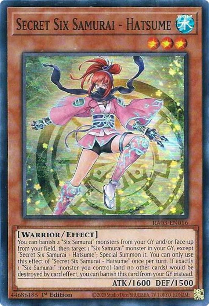 [SUPER RARE] Secret Six Samurai - Hatsume - (RA03-EN016) - 1st Edition