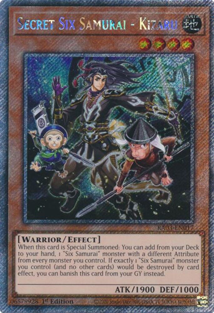 [PLATINUM RARE] Secret Six Samurai - Kizaru (Platinum Secret Rare) - (RA03-EN017) - 1st Edition