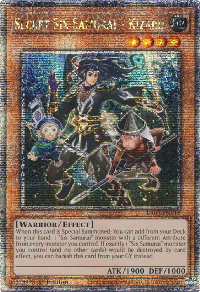 [QUARTER CENTURY RARE] Secret Six Samurai - Kizaru (Quarter Century Secret Rare) - (RA03-EN017) - 1st Edition