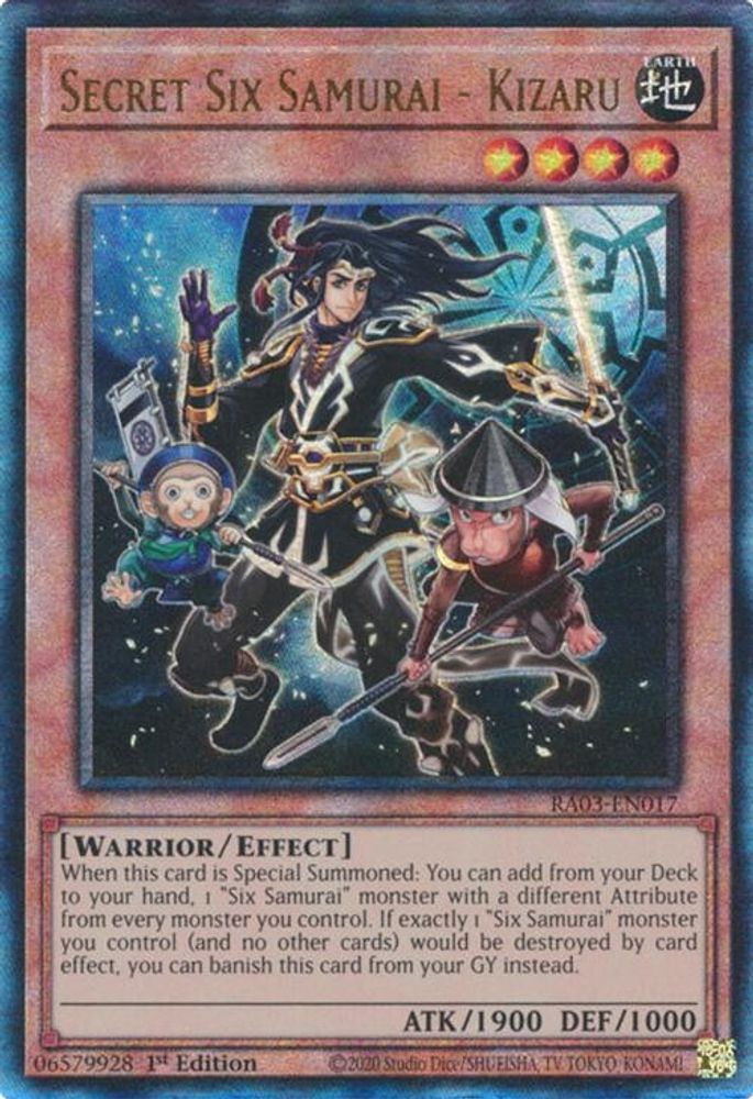 [ULTIMATE RARE] Secret Six Samurai - Kizaru (PUR) - (RA03-EN017) - 1st Edition