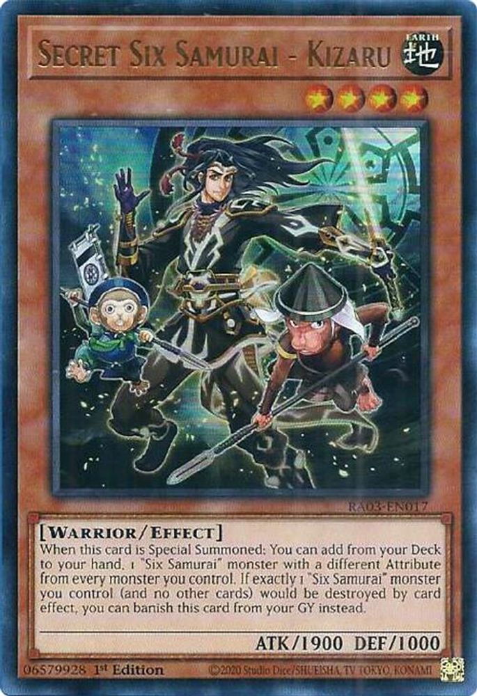 [ULTRA RARE] Secret Six Samurai - Kizaru (UR) - (RA03-EN017) - 1st Edition