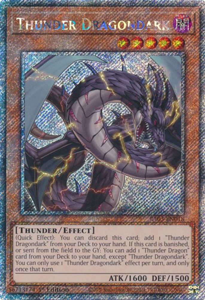 [PLATINUM RARE] Thunder Dragondark (Platinum Secret Rare) - (RA03-EN018) - 1st Edition