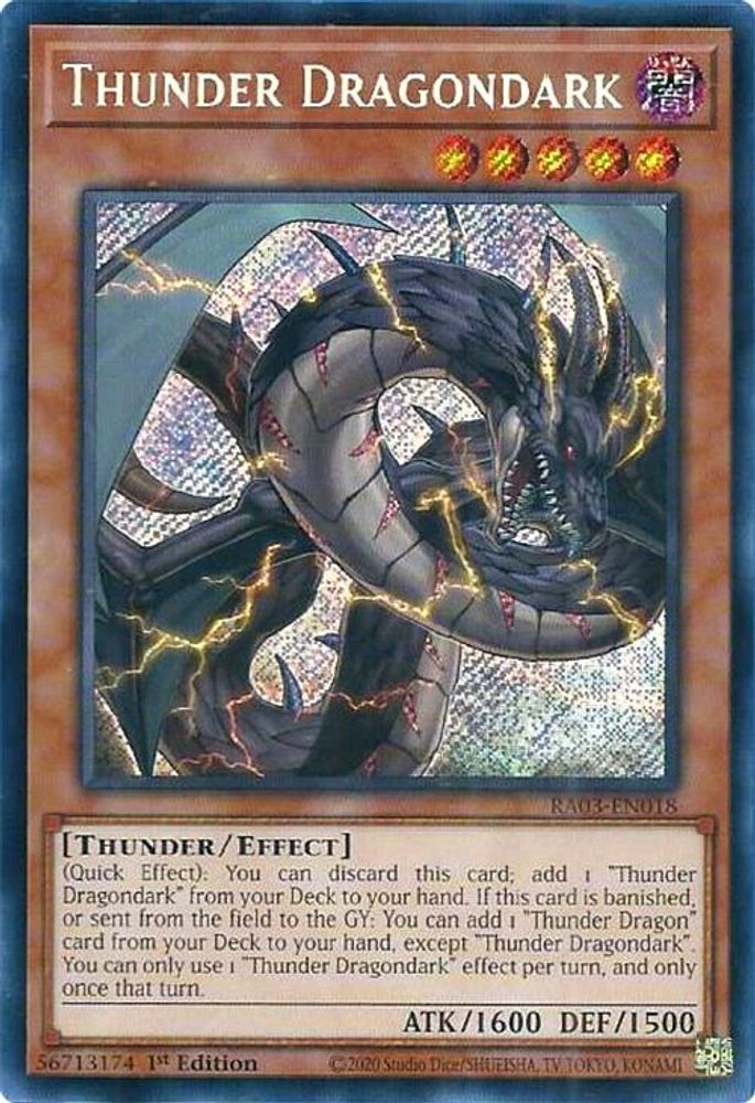 [SECRET RARE] Thunder Dragondark (Secret Rare) - (RA03-EN018) - 1st Edition