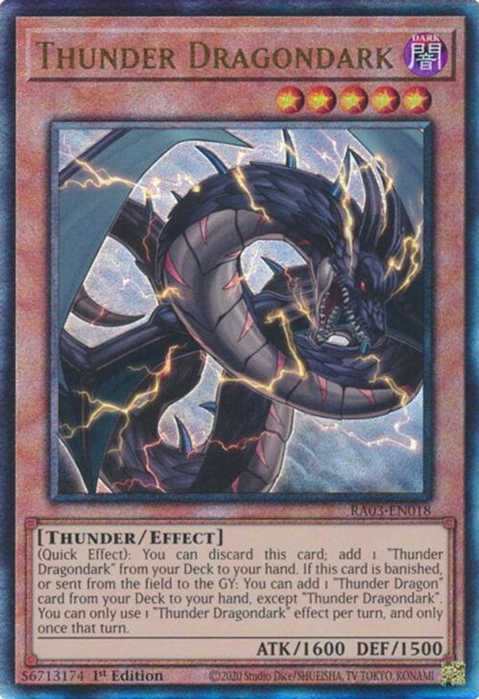 [ULTIMATE RARE] Thunder Dragondark (PUR) - (RA03-EN018) - 1st Edition