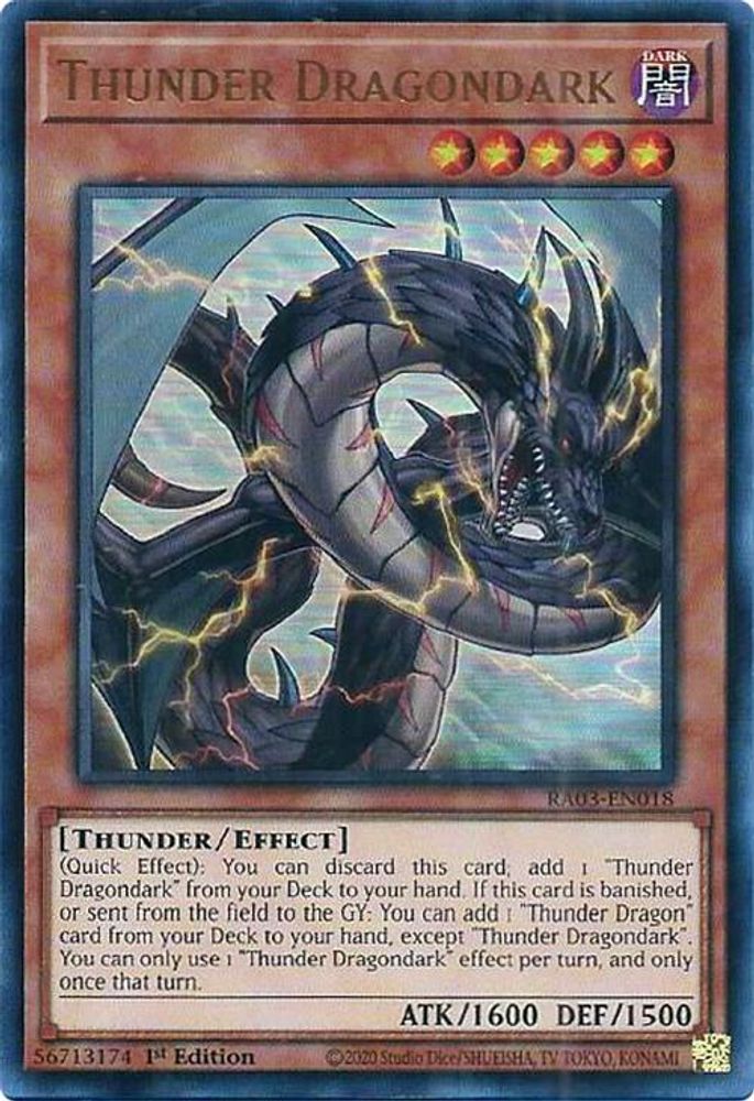 [ULTRA RARE] Thunder Dragondark (UR) - (RA03-EN018) - 1st Edition