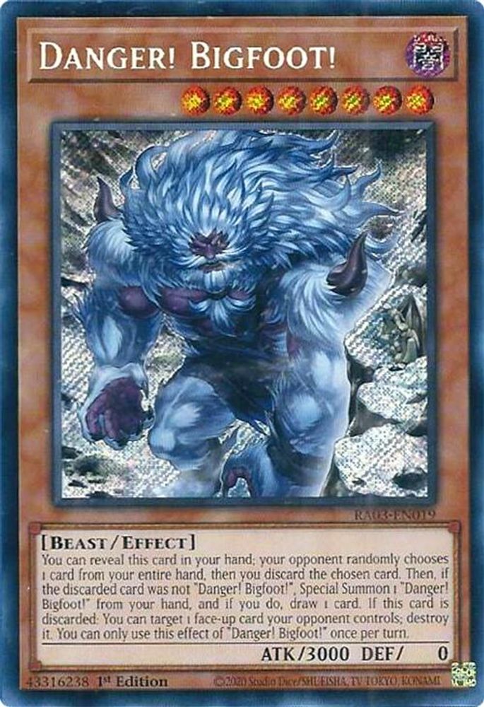 [ALTERANTE ART] [SECRET RARE] Danger! Bigfoot! (Secret Rare) - (RA03-EN019) - 1st Edition