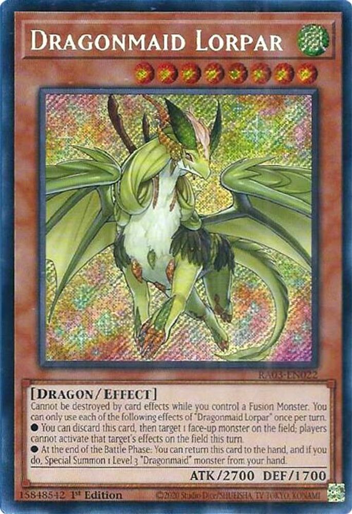[SECRET RARE] Dragonmaid Lorpar (Secret Rare) - (RA03-EN022) - 1st Edition