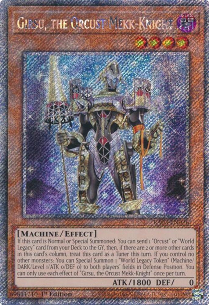 [PLATINUM RARE] Girsu, the Orcust Mekk-Knight (Platinum Secret Rare) - (RA03-EN026) - 1st Edition