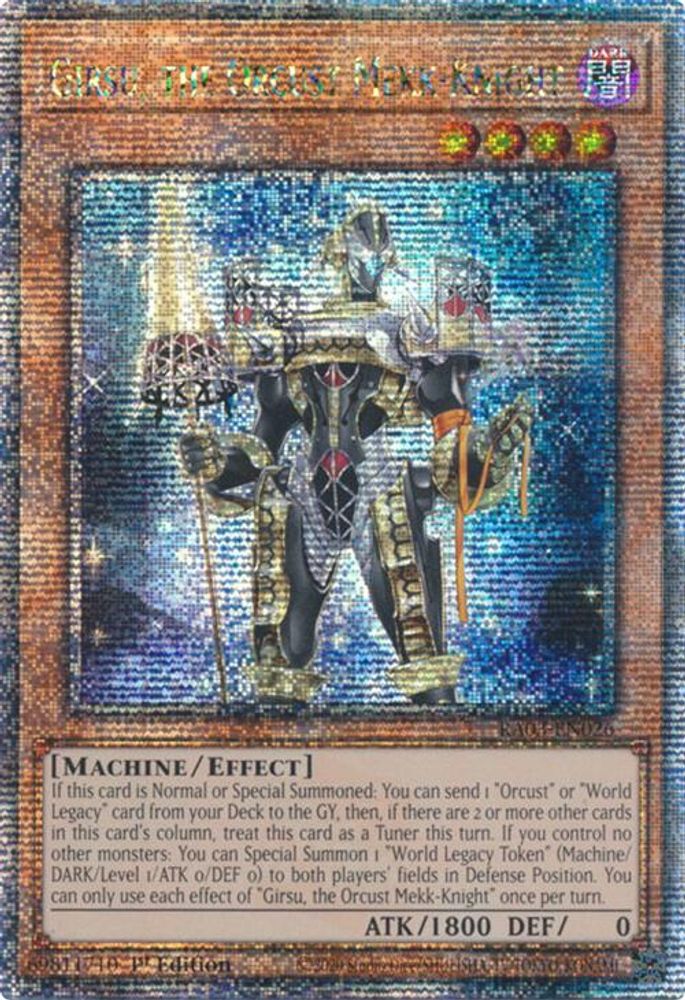 [QUARTER CENTURY RARE] Girsu, the Orcust Mekk-Knight (Quarter Century Secret Rare) - (RA03-EN026) - 1st Edition