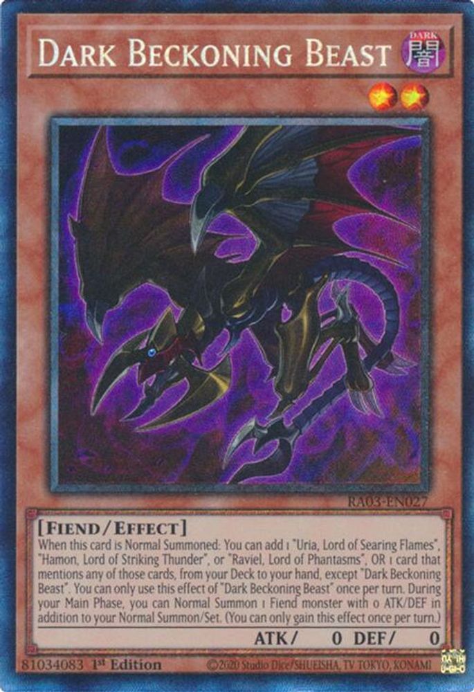 [COLLECTOR RARE] Dark Beckoning Beast (PCR) - (RA03-EN027) - 1st Edition
