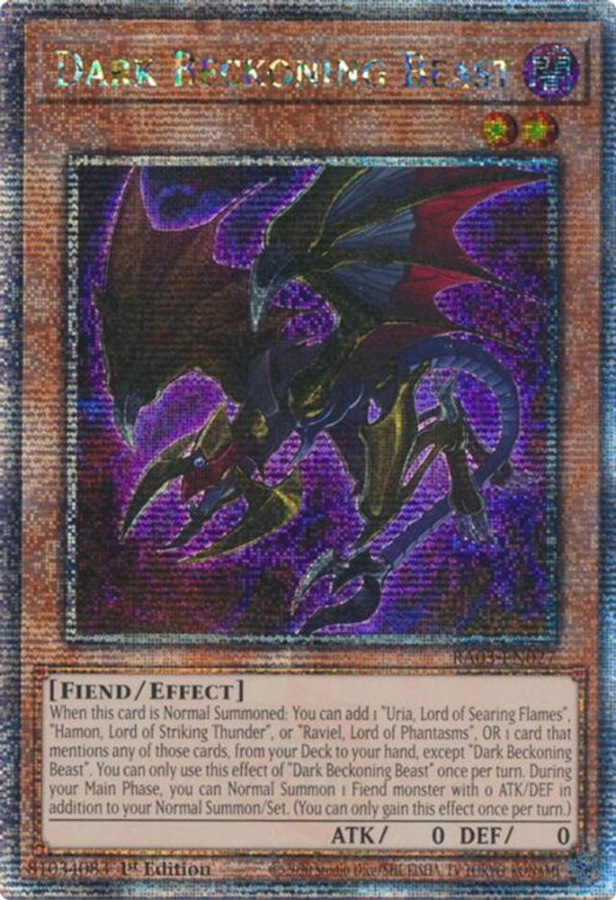 [QUARTER CENTURY RARE] Dark Beckoning Beast (Quarter Century Secret Rare) - (RA03-EN027) - 1st Edition