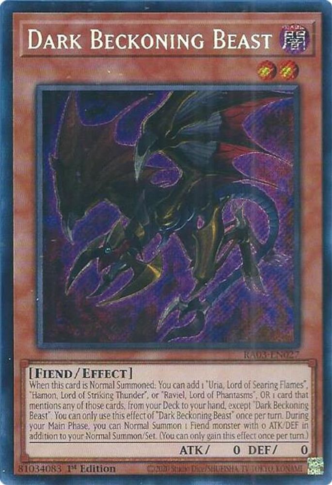 [SECRET RARE] Dark Beckoning Beast (Secret Rare) - (RA03-EN027) - 1st Edition