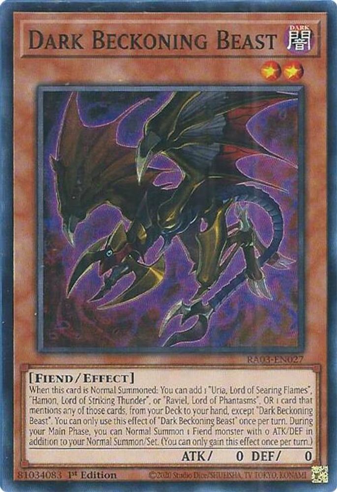[SUPER RARE] Dark Beckoning Beast - (RA03-EN027) - 1st Edition
