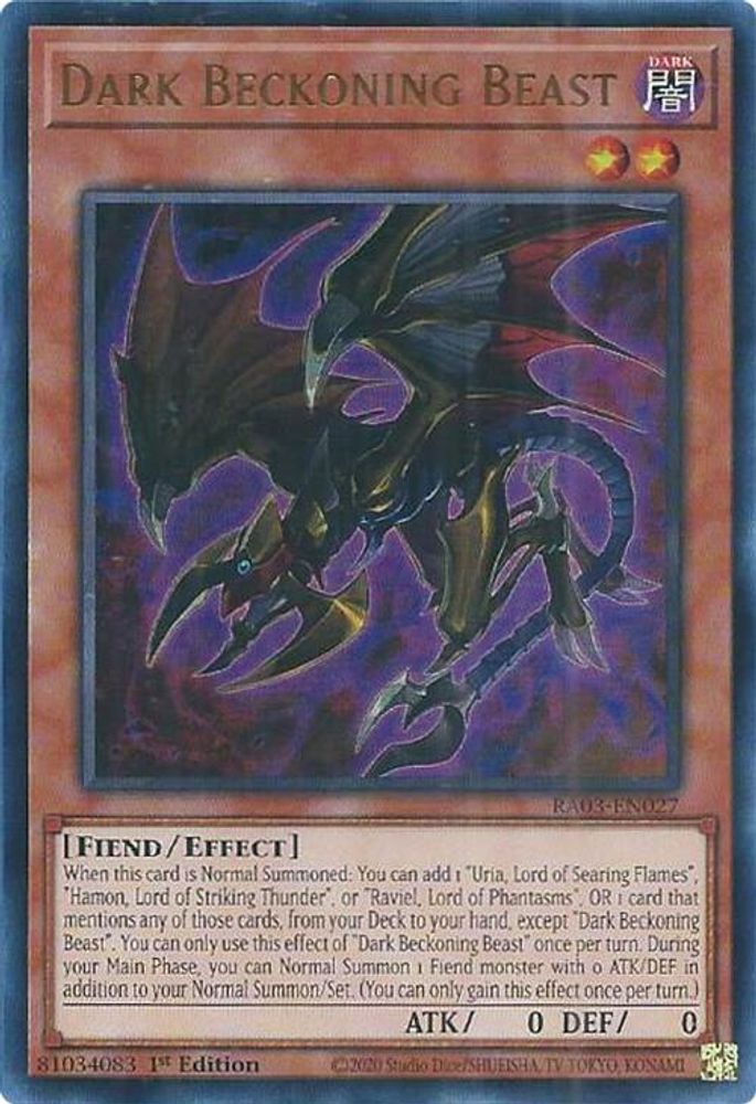 [ULTRA RARE] Dark Beckoning Beast (UR) - (RA03-EN027) - 1st Edition