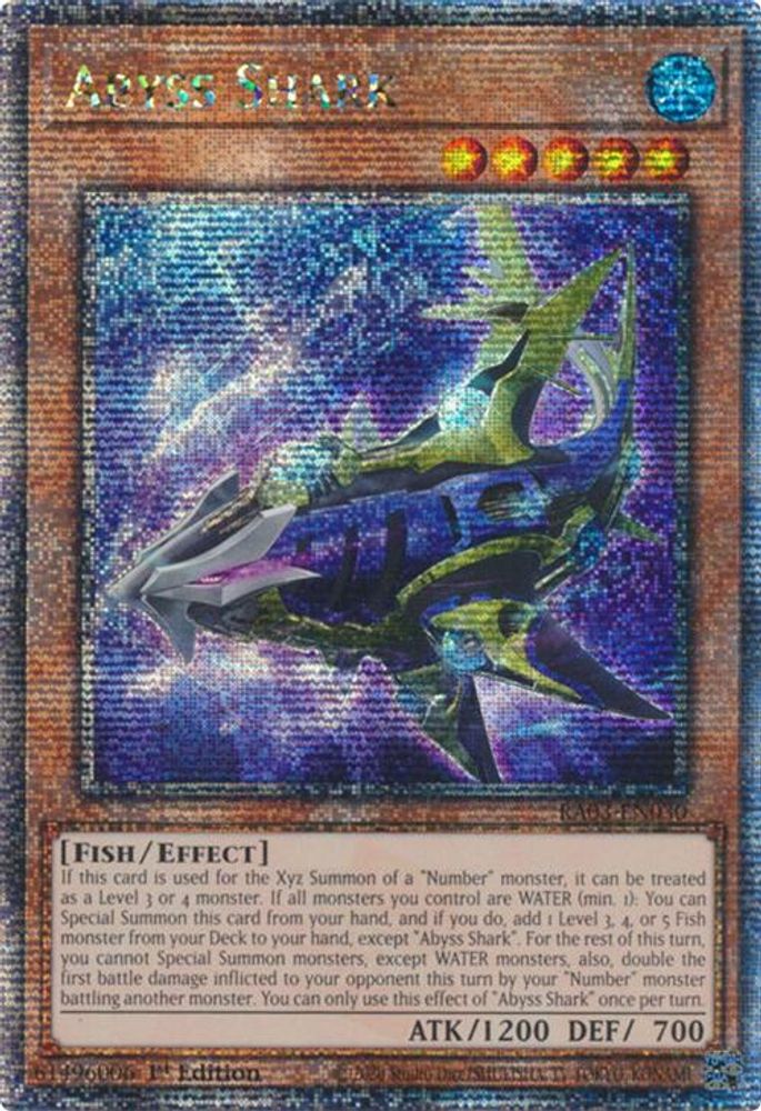 [QUARTER CENTURY RARE] Abyss Shark (Quarter Century Secret Rare) - (RA03-EN030) - 1st Edition