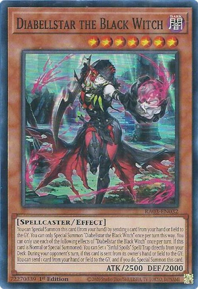 [SUPER RARE] Diabellstar the Black Witch - (RA03-EN032) - 1st Edition
