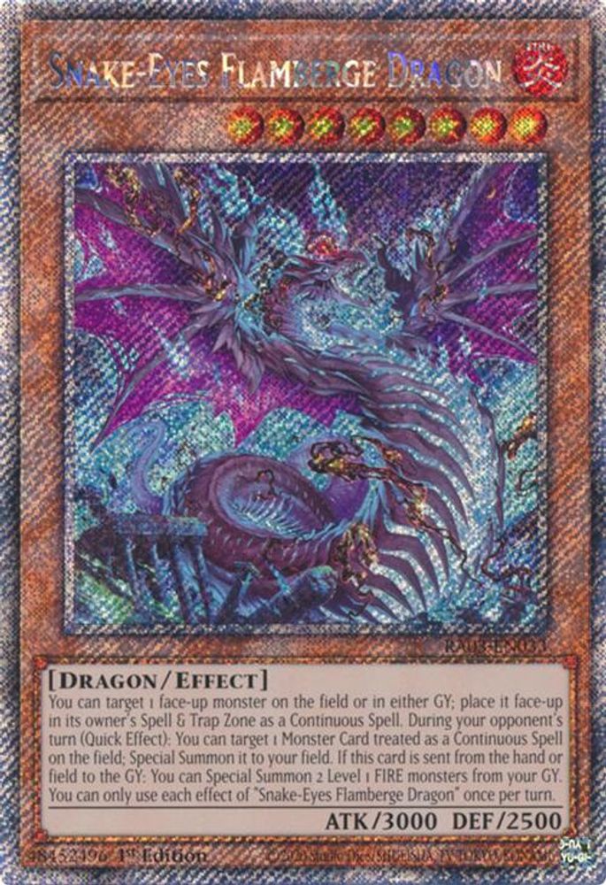 [PLATINUM RARE] Snake-Eyes Flamberge Dragon (Platinum Secret Rare) - (RA03-EN033) - 1st Edition