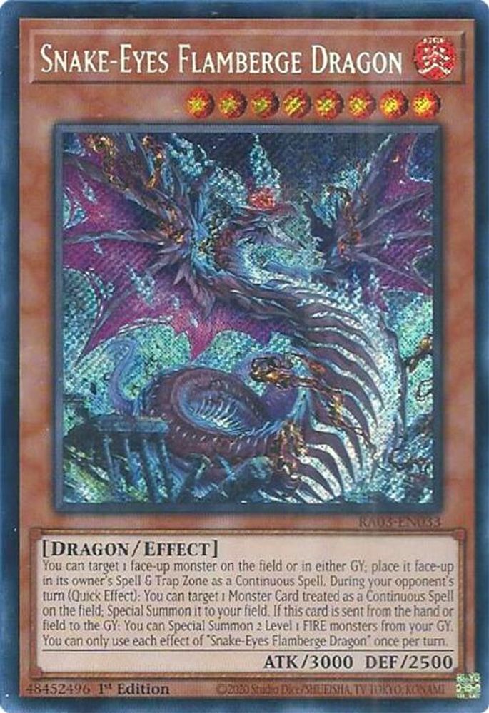 [SECRET RARE] Snake-Eyes Flamberge Dragon (Secret Rare) - (RA03-EN033) - 1st Edition