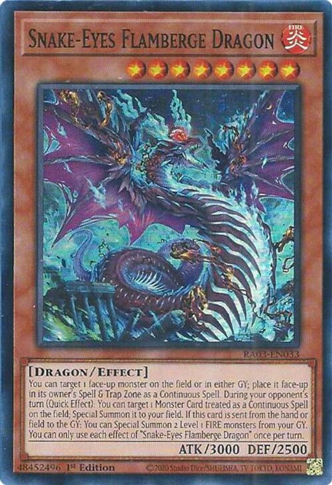 [SUPER RARE] Snake-Eyes Flamberge Dragon - (RA03-EN033) - 1st Edition
