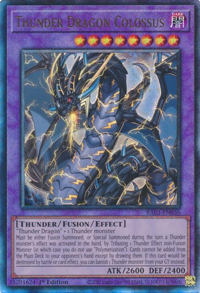 [ULTIMATE RARE] Thunder Dragon Colossus (PUR) - (RA03-EN036) - 1st Edition