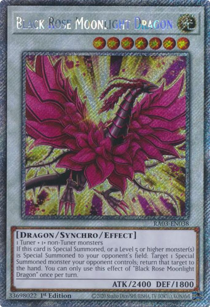 [PLATINUM RARE] Black Rose Moonlight Dragon (Platinum Secret Rare) - (RA03-EN038) - 1st Edition