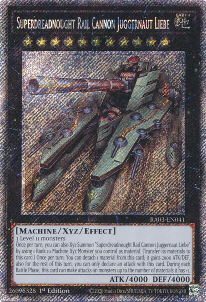 [PLATINUM RARE] Superdreadnought Rail Cannon Juggernaut Liebe (Platinum Secret Rare) - (RA03-EN041) - 1st Edition