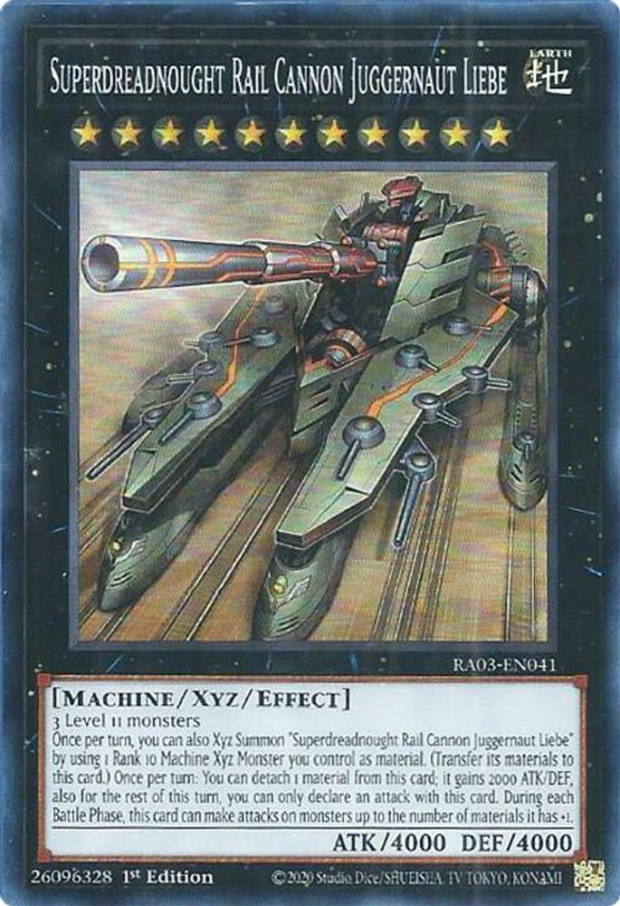 [SUPER RARE] Superdreadnought Rail Cannon Juggernaut Liebe - (RA03-EN041) - 1st Edition