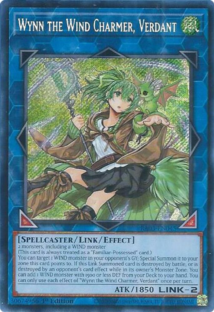 [SECRET RARE] Wynn the Wind Charmer, Verdant (Secret Rare) - (RA03-EN045) - 1st Edition