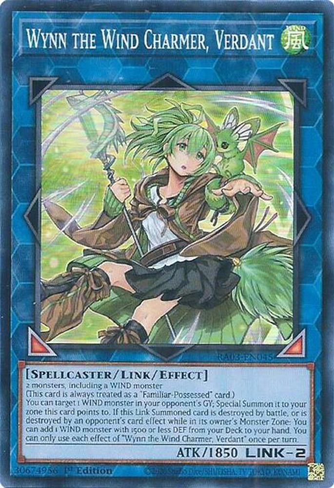 [SUPER RARE] Wynn the Wind Charmer, Verdant - (RA03-EN045) - 1st Edition