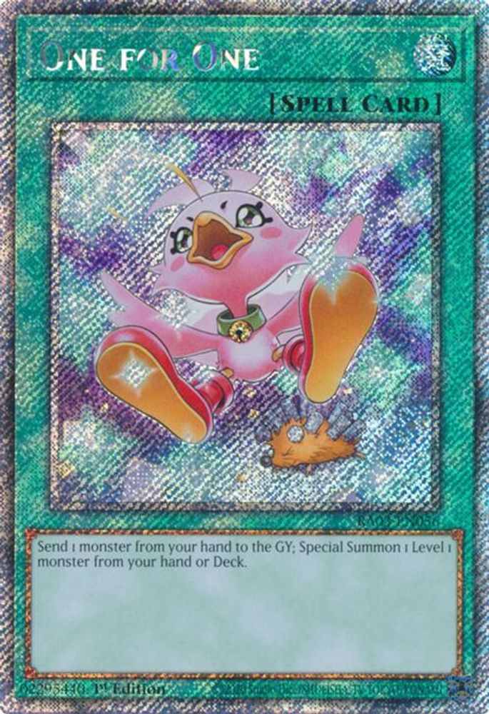 [ALTERANTE ART] [PLATINUM RARE] One for One (Platinum Secret Rare) - (RA03-EN056) - 1st Edition