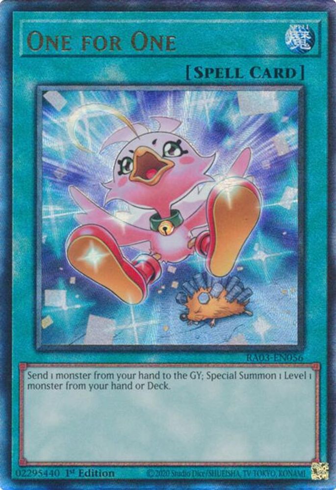 [ALTERANTE ART] [ULTIMATE RARE] One for One (PUR) - (RA03-EN056) - 1st Edition