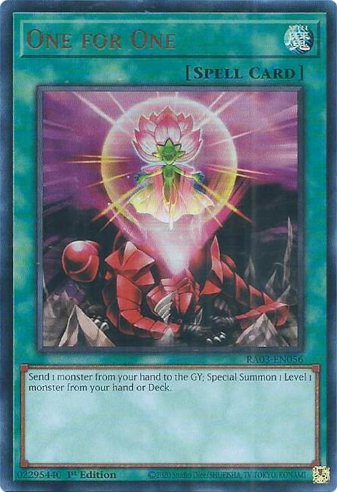 [ULTRA RARE] One for One (UR) - (RA03-EN056) - 1st Edition