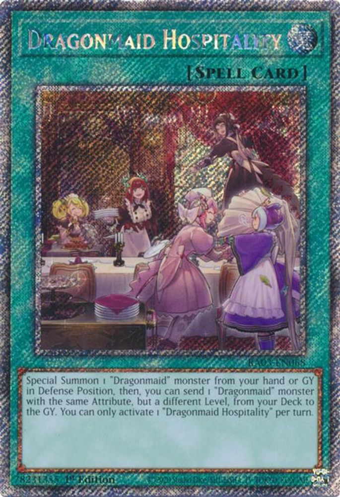 [PLATINUM RARE] Dragonmaid Hospitality (Platinum Secret Rare) - (RA03-EN068) - 1st Edition