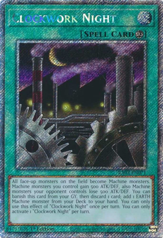 [PLATINUM RARE] Clockwork Night (Platinum Secret Rare) - (RA03-EN071) - 1st Edition